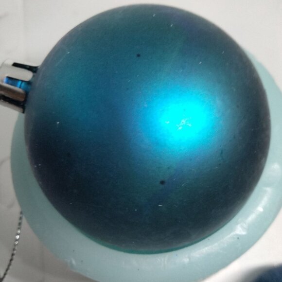 Blue Shatterproof Christmas Ornaments Glitter Matte lot 2 - Picture 5 of 6